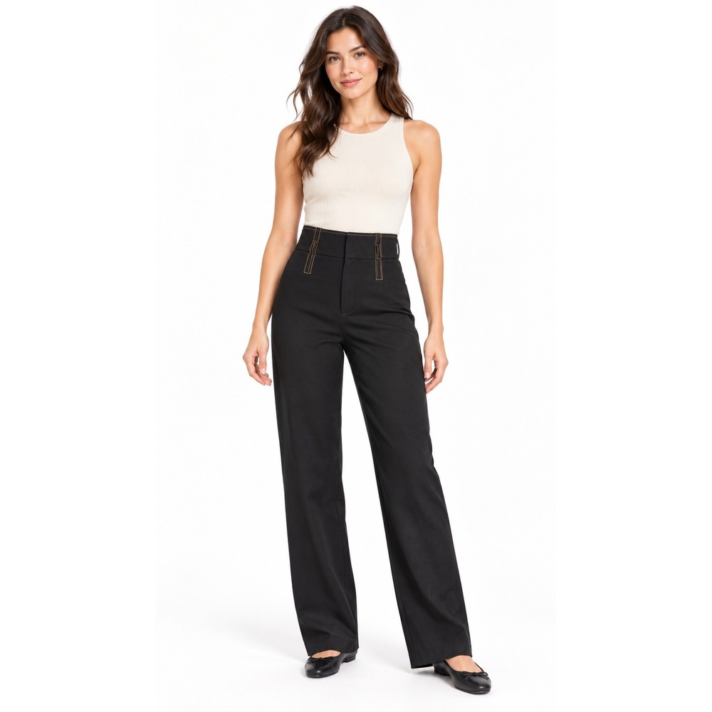 MAEVE Anthropologie High Waist Pants Womens 4 Black Contrast Stitch